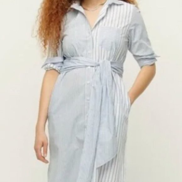 J. Crew Dresses & Skirts - J. Crew Classic-fit cotton poplin shirtdress in mixed stripe Blue & White Size 2